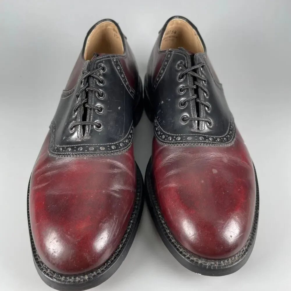 Johnston & Murphy Aristocraft Men's 7.5 Red Black Leather Saddle Dress Shoes EUC